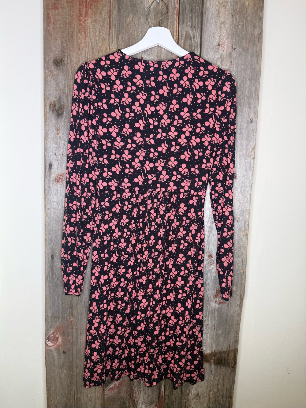 NWT Boden Hattie Jersey Knit Swing Black Dress with Pink Floral Print size 4 - Picture 6 of 10